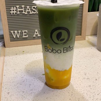 Boba Bliss - Mango matcha latte - Bubble Tea Near Me - Dublin, California Boba Bliss - Mango matcha latte - Bubble Tea Near Me - Dublin, California