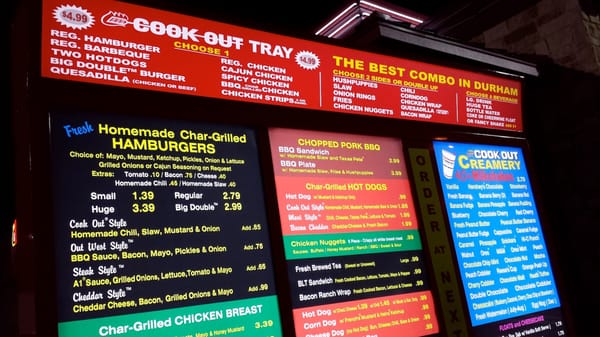 Menu photo 3 Cook Out Durham, NC