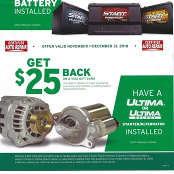 Brown Automotive - When you buy a qualifying battery, starter or alternator receive a $25 Visa gift card. - Auto Repair Near Me - Birmngham, Alabama Brown Automotive - When you buy a qualifying battery, starter or alternator receive a $25 Visa gift card. - Auto Repair Near Me - Birmngham, Alabama