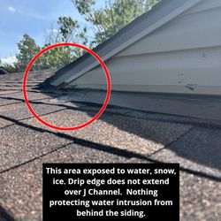 Clyde's Roofing - The original flashing was installed by Clyde's years ago and doesn't even cover the area.