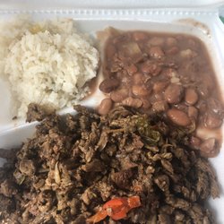 La Morenita - Steak fajitas with a side of rice and beans