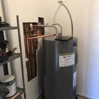 Robins Plumbing - The new water heater. (I removed the drywall for easier access). - Plumbing Near Me - Phoenix, Arizona Robins Plumbing - The new water heater. (I removed the drywall for easier access). - Plumbing Near Me - Phoenix, Arizona