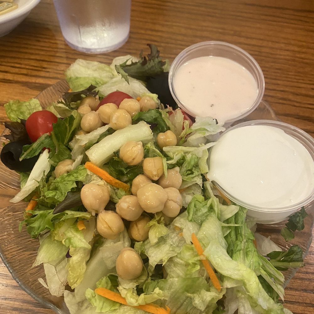Dino's Restaurant - Side salad with blue cheese and creamy Italian - Pizza Near Me - Willowick, Ohio