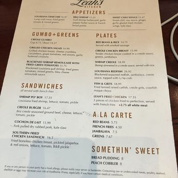 Leah's Kitchen - Menu - Cajun/Creole Near Me - Kenner, Louisiana Leah's Kitchen - Menu - Cajun/Creole Near Me - Kenner, Louisiana