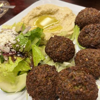 Turkish And Greek Cafe - Falafel meal, with side of hummus, salad, and naan bread - Turkish Near Me - Baton Rouge, Louisiana Turkish And Greek Cafe - Falafel meal, with side of hummus, salad, and naan bread - Turkish Near Me - Baton Rouge, Louisiana