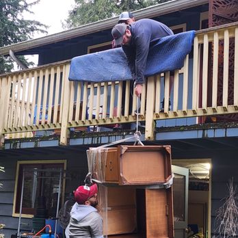 Hansen Bros. Moving & Storage - They tried very hard to fit this rolltop desk down the stairs but then decided it was impossible, so they did this instead! - Movers Near Me - Seattle, Washington