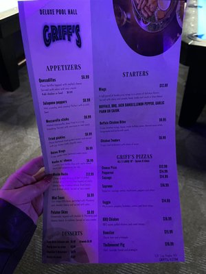 Menu photo 7 Griffs Bar & Billiards Las Vegas, NV
