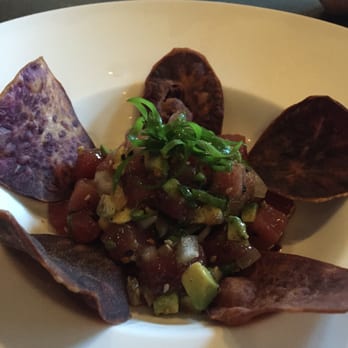 Bibas Courtyard Grill - ISLAND STYLE AHI POKE ahi, avocado, okinawan sweet potato crisps, avocado oil - American Near Me - Honolulu, Hawaii Bibas Courtyard Grill - ISLAND STYLE AHI POKE ahi, avocado, okinawan sweet potato crisps, avocado oil - American Near Me - Honolulu, Hawaii