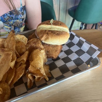 Prost Biergarten - Cordon bleu sandwich -- perfectly fried chicken schnitzel - German Near Me - Wilmington, North Carolina