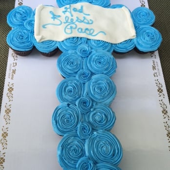 Dimare Pastry Shop - Our cross-shaped cupcake cake. - Bakeries Near Me - Riverside, Connecticut Dimare Pastry Shop - Our cross-shaped cupcake cake. - Bakeries Near Me - Riverside, Connecticut