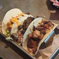 Cantina Locale - Dynamite shrimp taco, carne asada taco, belly taco