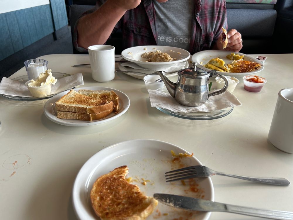 Southwestern omelette, hash browns, toast, and oatmeal. Yelp