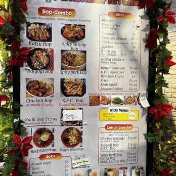 K-Bop Korean Kitchen - Menu at front entrance - Korean Near Me - Jacksonville, Florida K-Bop Korean Kitchen - Menu at front entrance - Korean Near Me - Jacksonville, Florida