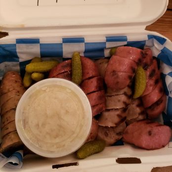 Ein Prosit - Sausage sampler packaged for takeout. They gave us containers to bring home the various mustards. The sausages were labeled. - Bars Near Me - Avon, Colorado Ein Prosit - Sausage sampler packaged for takeout. They gave us containers to bring home the various mustards. The sausages were labeled. - Bars Near Me - Avon, Colorado