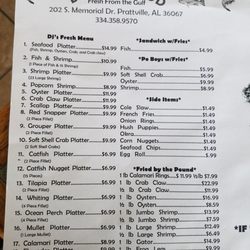 DJ's Seafood - Menu 6 Apr 2017