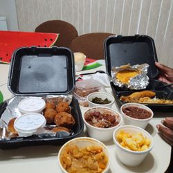 Big Mama’s Bayou Shack - Bourdain balls, cabbage, Mac, beans, greens, cobbler, etc.