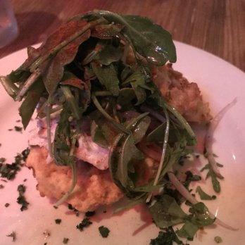 Lamberts Downtown Barbecue - Fried green tomatoes with lump crab meat - Barbeque Near Me - Austin, Texas Lamberts Downtown Barbecue - Fried green tomatoes with lump crab meat - Barbeque Near Me - Austin, Texas