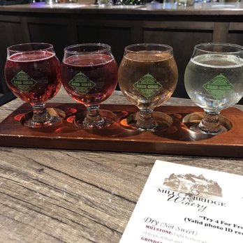 Mill Bridge Hard Cider Company - Cider flight - Wine Tasting Room Near Me - Pigeon Forge, Tennessee Mill Bridge Hard Cider Company - Cider flight - Wine Tasting Room Near Me - Pigeon Forge, Tennessee