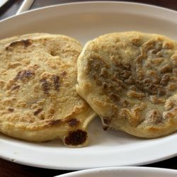 La Esquina Pupuseria Salvadoreña - Pollo con queso pupusa and frijol con queso pupusa
