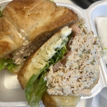 Halfpenny's - Chicken salad sandwich on croissant. Very hearty and tastes great - Ice Cream & Frozen Yogurt Near Me - Charlotte, North Carolina Halfpenny's - Chicken salad sandwich on croissant. Very hearty and tastes great - Ice Cream & Frozen Yogurt Near Me - Charlotte, North Carolina