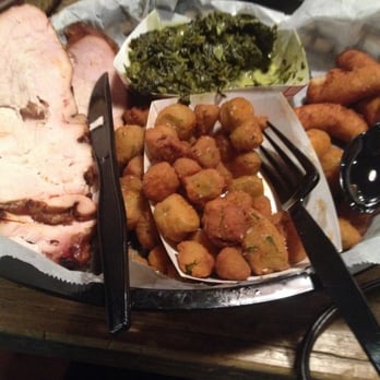 The Original Q Shack - Turkey, fried okra, cream spinach!!!! - Barbeque Near Me - Durham, North Carolina