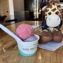 Fox Meadows Creamery - Owen the hipster takes refuge from the heat.