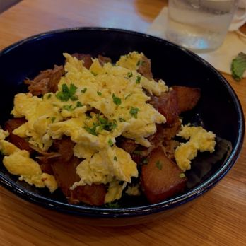 Bulla Gastrobar - BRAISED PORK HASH Scrambled egg, breakfast potatoes - Spanish Near Me - Atlanta, Georgia Bulla Gastrobar - BRAISED PORK HASH Scrambled egg, breakfast potatoes - Spanish Near Me - Atlanta, Georgia