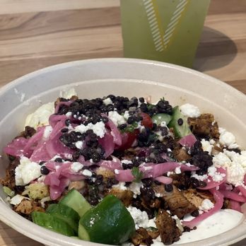 CAVA - Lemon Chicken Bowl (substituted hummus for taziki) - Salad Near Me - Greensboro, North Carolina