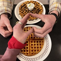 Waffle House - Waffle and chocolate chip waffle with one butter (we got more)