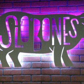 Slo' Bones BBQ Smokehaus - Metal sign w/color changing light - Barbeque Near Me - Frankenmuth, Michigan Slo' Bones BBQ Smokehaus - Metal sign w/color changing light - Barbeque Near Me - Frankenmuth, Michigan