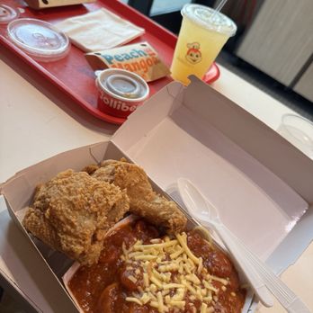 Jollibee - Perfect pairs: 2pc Chickenjoy w/ Jolly Spaghetti. Peach Mango Pie. Pineapple Quencher. - Chicken Shop Near Me - Artesia, California Jollibee - Perfect pairs: 2pc Chickenjoy w/ Jolly Spaghetti. Peach Mango Pie. Pineapple Quencher. - Chicken Shop Near Me - Artesia, California
