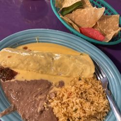 Fiesta Taqueria - Texas Style Burrito with queso!!!!