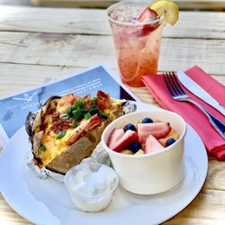 Events on Broad Bistro - Fully Loaded Baked Potato with Shrimp and Strawberry Basil Lemonade