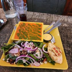 Higherground Brewing - Tomato soup and spinach salad