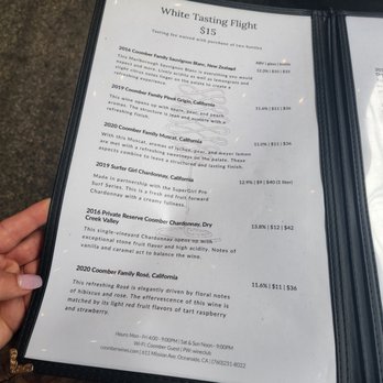 Coomber Craft Wines - Menu - Wine Tasting Room Near Me - Oceanside, California