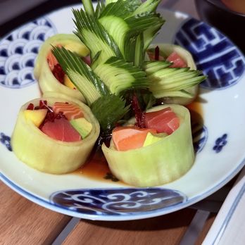 Sushi Nabi - Complimentary Tuna salmon wrapped in cucumber - Sushi Bars Near Me - Teaneck, New Jersey