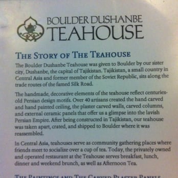 Boulder Dushanbe Teahouse - Such a cool story! - Tea Rooms Near Me - Boulder, Colorado