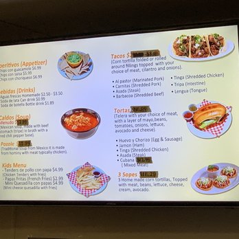 La Mexicana market - a menu on a large screen - Grocery Near Me - Saint Peter, Minnesota