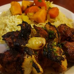 Casablanca Restaurant - Lamb Kabobs, Rice and Vegetables