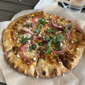 Moonraker Millhouse - Corn and chorizo pizza - Breweries Near Me - Cameron Park, California