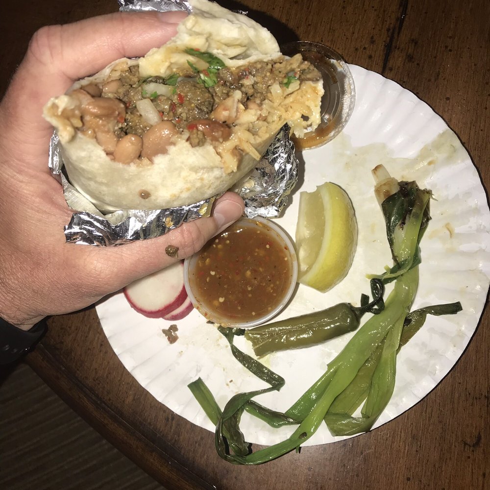 Inside of asada burrito.  Bomb!