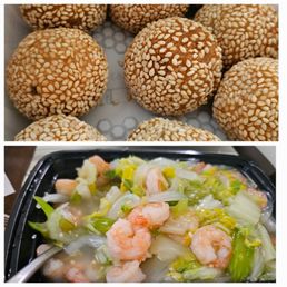 Red Bean Sesame Ball and Shrimp Chopsuey. Red Bean Sesame Ball and Shrimp Chopsuey.