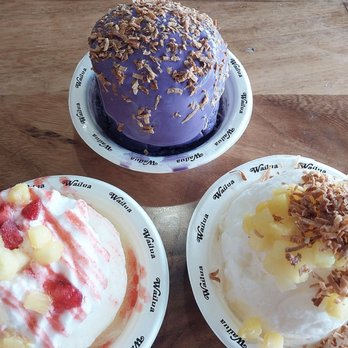 Wailua Shave Ice - Left to Right: Lava Flow, Da Ube One, Pina Colada - Shaved Ice Near Me - Kapaa, Hawaii Wailua Shave Ice - Left to Right: Lava Flow, Da Ube One, Pina Colada - Shaved Ice Near Me - Kapaa, Hawaii
