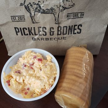 Pickles and Bones Barbecue - Ahhhh...pimento cheese with personal portion sleeve of Ritz crackers. A wonderful surprise starter. Highly recommend! - Barbeque Near Me - Milford, Ohio