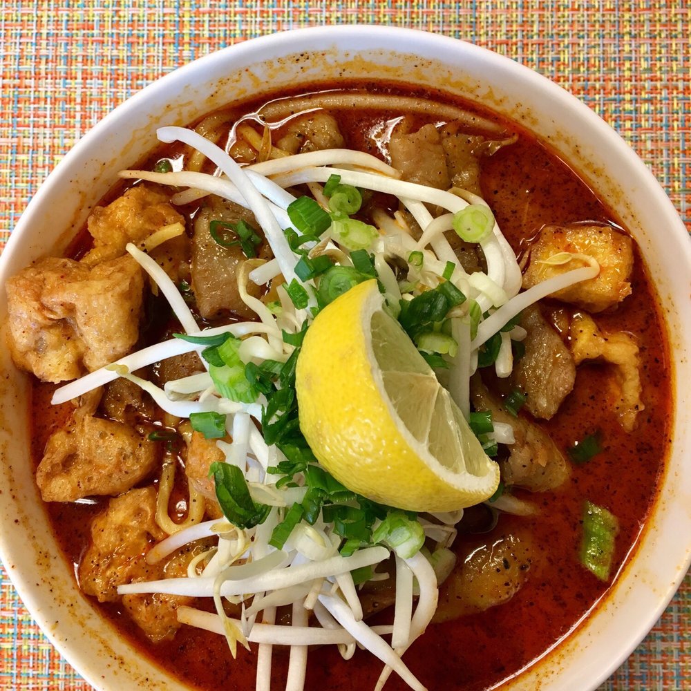 Sakura Asian Express - Singapore curry noodle soup with pork! BOMB! - Thai Near Me - Greenville, North Carolina