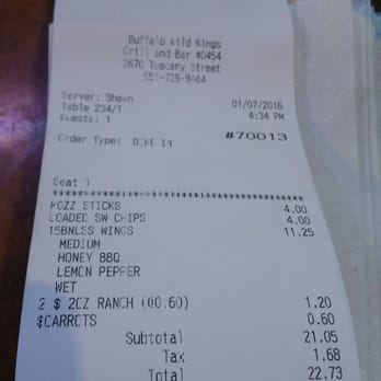 Buffalo Wild Wings - Was asked how many ranch when ordered which thought was strange then once bill came realized they charge for it. - Chicken Wings Near Me - Corona, California