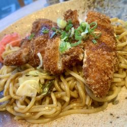 Miyazaki - Chicken Katsu over yakisoba noodles