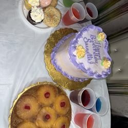 Momma Millies Bakery - Red velvet 9 inch heart cake, and pineapple upside down cake. With some extra cookies and cupcakes