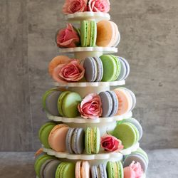 Petite Fleur Macarons - 6-Tier Macaron Tower with Rosebuds