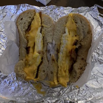 Bagel Oasis - Standard bacon egg and cheese on a toasted sesame bagel. Tremendous - Bagels Near Me - Fresh Meadows, New York Bagel Oasis - Standard bacon egg and cheese on a toasted sesame bagel. Tremendous - Bagels Near Me - Fresh Meadows, New York